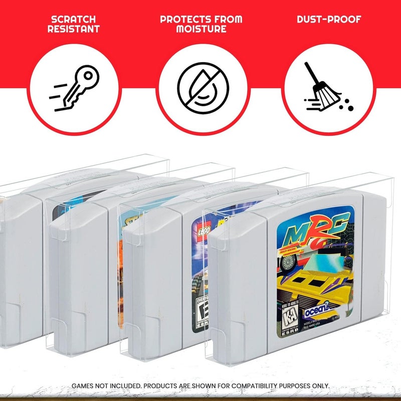 EVORETRO Video Game Cartridge Protector Compatible for Nintendo N64 Games - 0.40 MM PET Cartridge Display Storage Case compatible for Mario Kart, Zelda, Super Mario, Golden Eye (Pack of 25) - Image 3
